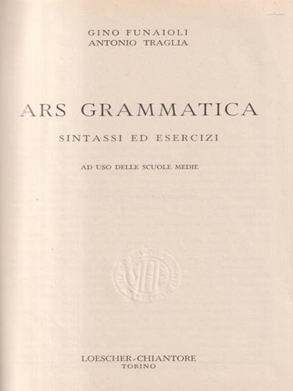 Ars grammatica - Gino Funaioli - copertina