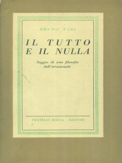 Il  tutto e il nulla - Bruno Fabi - copertina