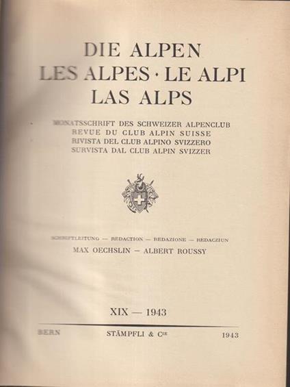 alpen les alpes le alpi las alps - XIX 1943 - copertina