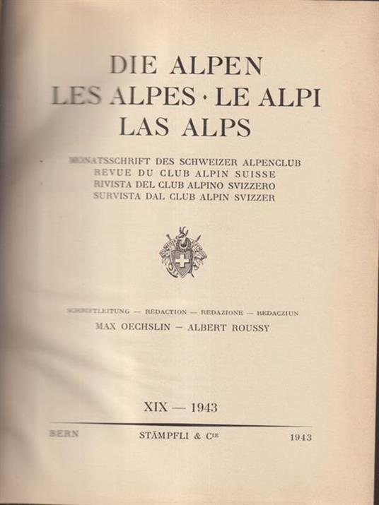 alpen les alpes le alpi las alps - XIX 1943 - copertina