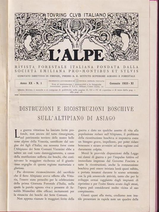 L' alpe 1933 - annata completa - copertina
