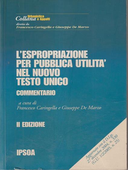 Espropriazione per pubblicautilità nel nuovo testo unico - copertina