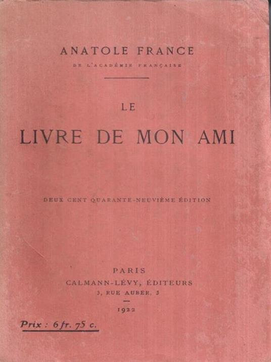 Le livre de mon ami - Anatole France - copertina