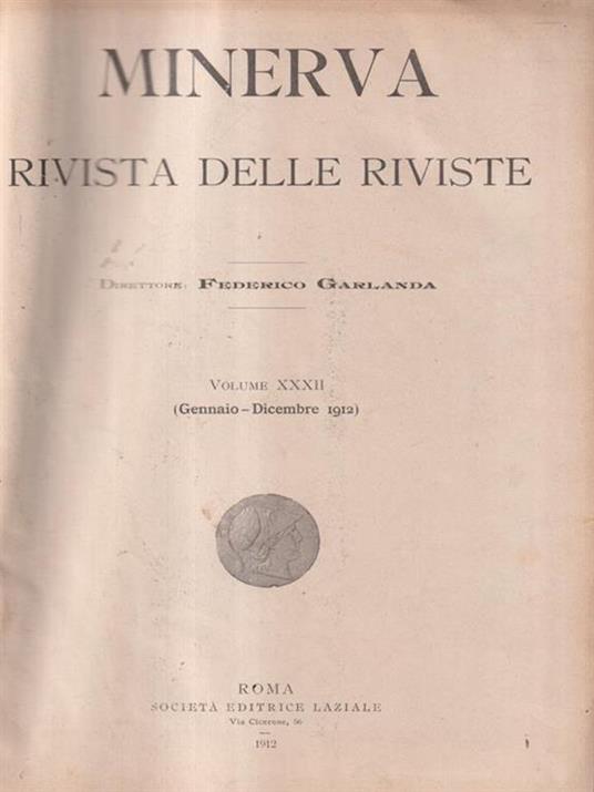 Minerva rivista delle riviste vol. XXXII Gennaio-Dicembre 1912 - Federico Garlanda - copertina