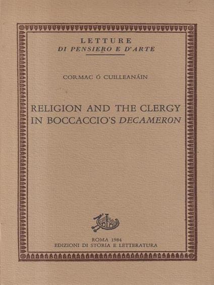Religion and the clergy in Boccacciòs Decameron - Cormac O' Cuilleanain - copertina