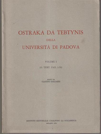 Oatraka da tebtynis - O. Tebt. Pad. I 1-70 - copertina