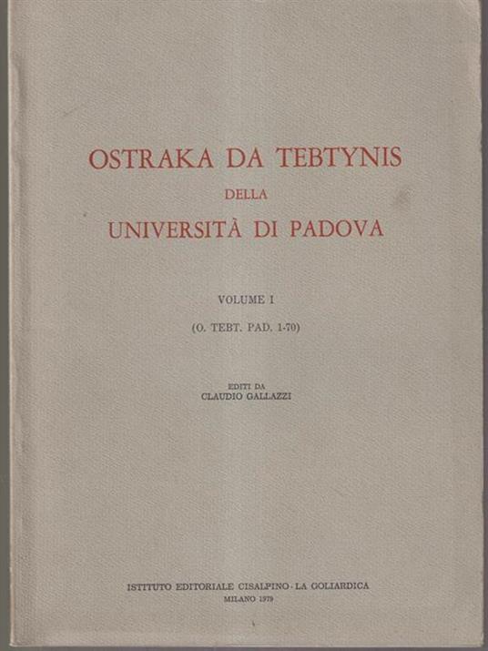 Oatraka da tebtynis - O. Tebt. Pad. I 1-70 - copertina