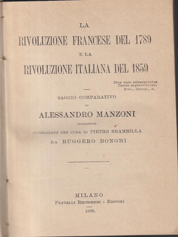 La rivoluzione francese del 1789 e la rivoluzione italiana del 1859