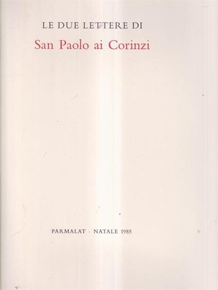 Le due letture di San paolo ai Corinzi - copertina