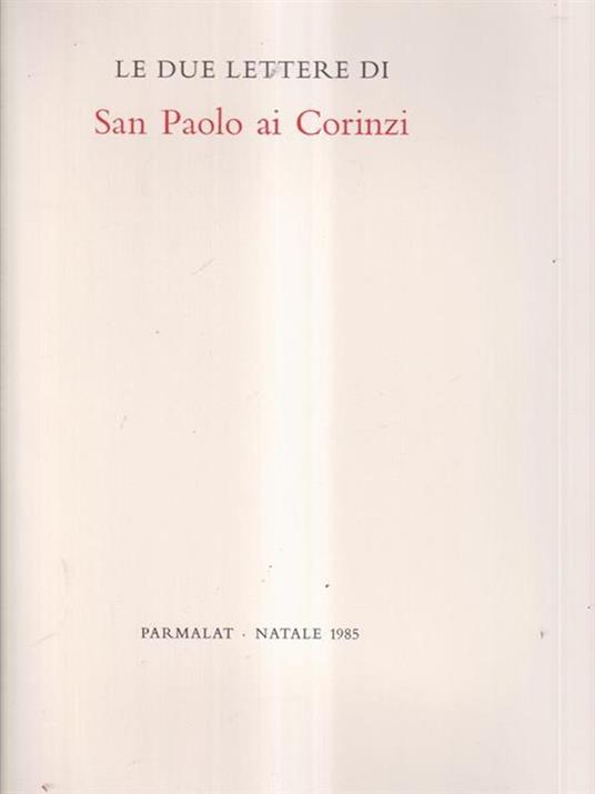 Le due letture di San paolo ai Corinzi - copertina