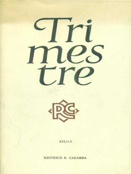 Trimestre XII-1-2 - copertina