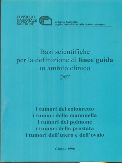 Basi scientifiche per la definizione di linee guida per.. - copertina