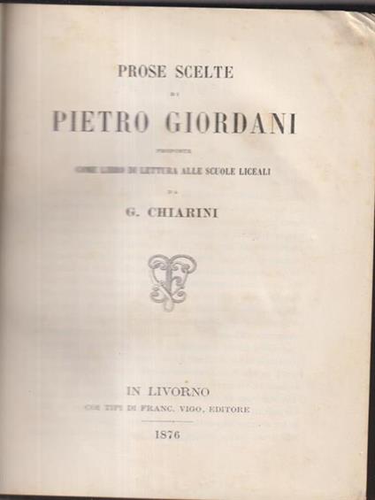 Prose scelte - Pietro Giordani - copertina