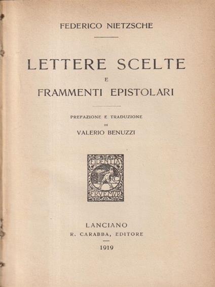 Lettere scelte e frammenti epistolari - Federico Nietzsche - copertina