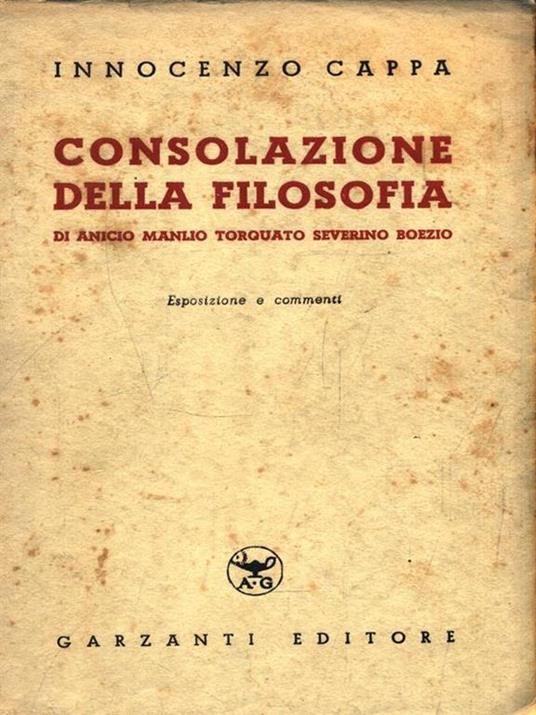 Consolazione della filosofia - Innocenzo Cappa - copertina