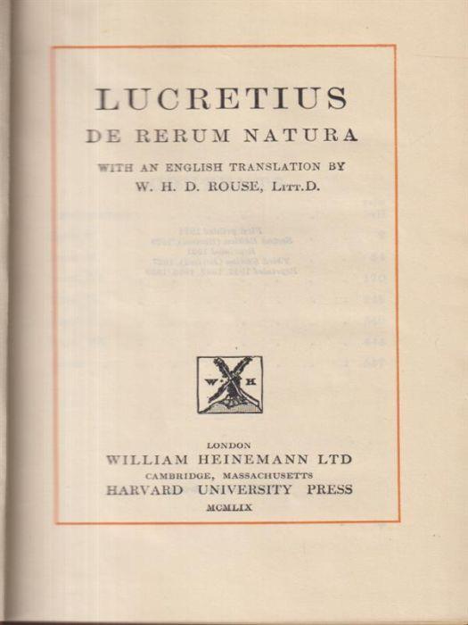 Lucretius: De Rerum Natura - William Henry Denham Rouse - copertina