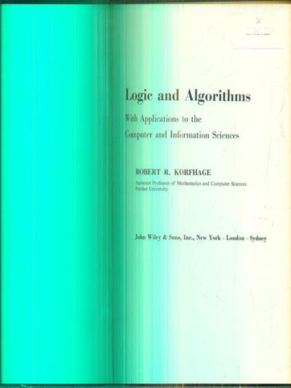 Logic and Algorithms - Robert Korfhage - copertina