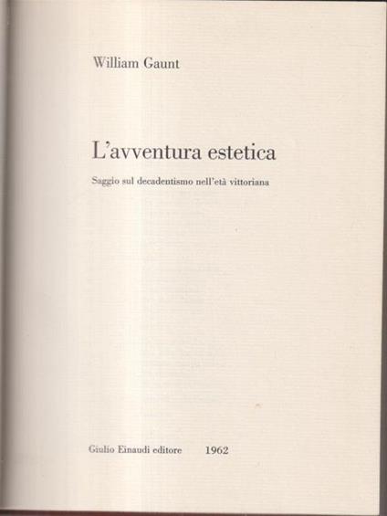 L' avventura estetica - William Gaunt - copertina