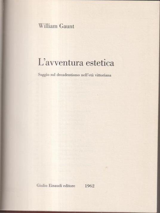 L' avventura estetica - William Gaunt - copertina