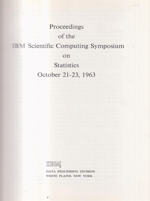 Proceedings IBM Scientific Computing Symposium Statistics