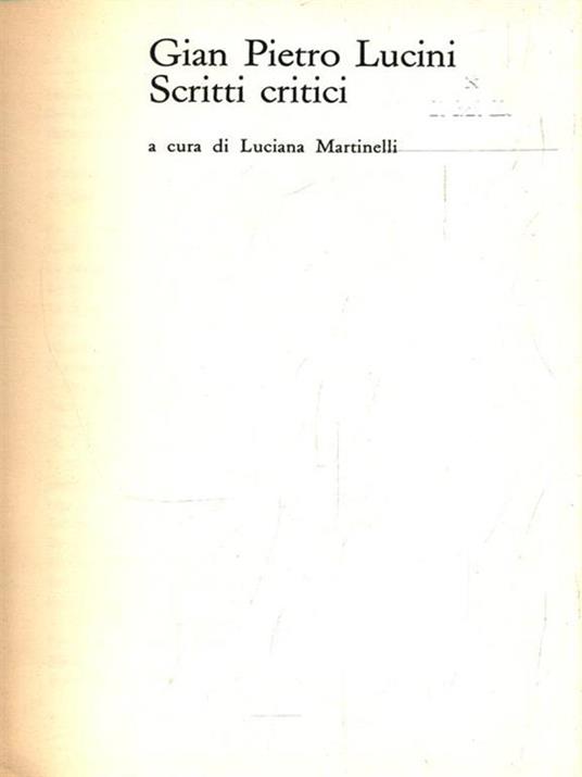Scritti critici - Gian Pietro Lucini - copertina