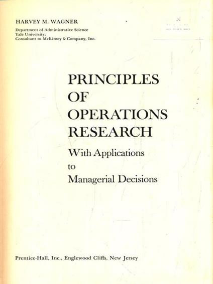   Principles of operations research - copertina