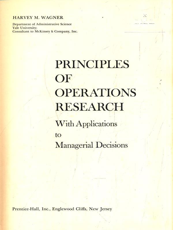   Principles of operations research