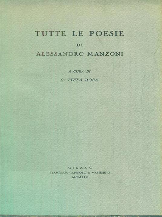 Tutte le poesie - Alessandro Manzoni - copertina