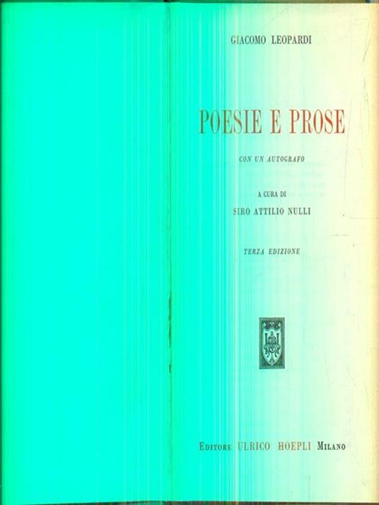 Poesie e prose - Giacomo Leopardi - copertina