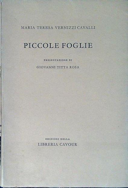 Piccole foglie - Maria teresa Vernizzi Cavalli - copertina