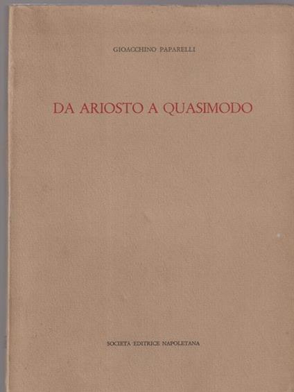   Da Ariosto a Quasimodo - Gioacchino Paparelli - copertina