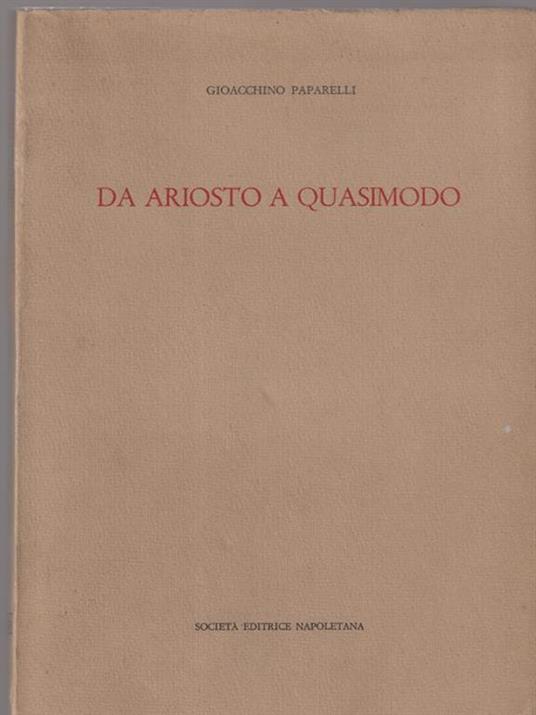   Da Ariosto a Quasimodo - Gioacchino Paparelli - copertina