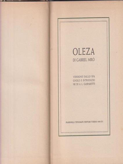 Oleza - Gabriel Miró - copertina