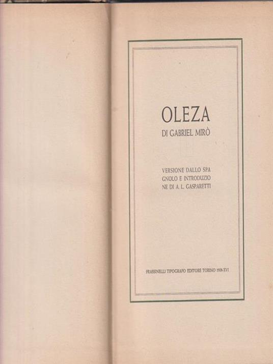 Oleza - Gabriel Miró - copertina