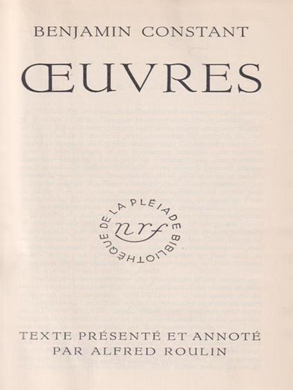 Oeuvres - Benjamin Constant - copertina