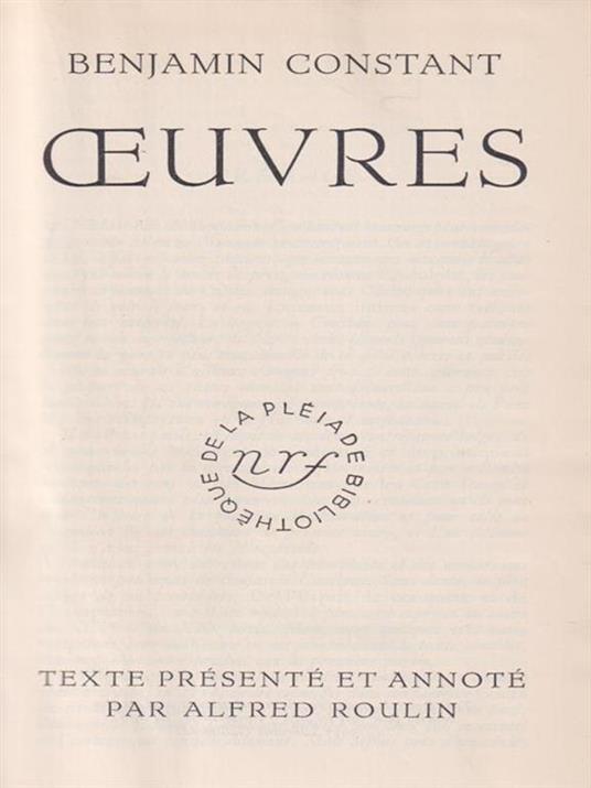 Oeuvres - Benjamin Constant - copertina
