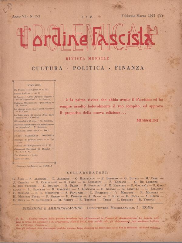 L' ordine fascista febbraio/marzo 1927