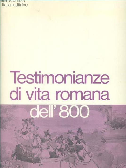 Testimonianze di vita romana dell'800 - copertina