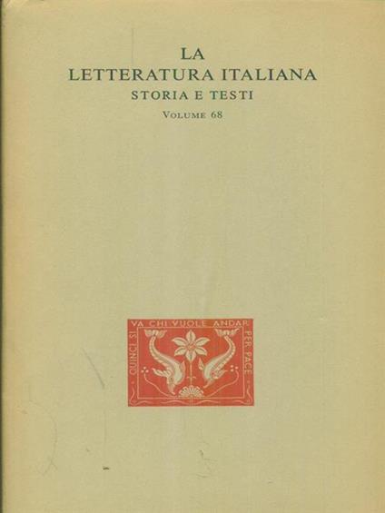 La  letteratura italiana Storia e testi 68 - copertina