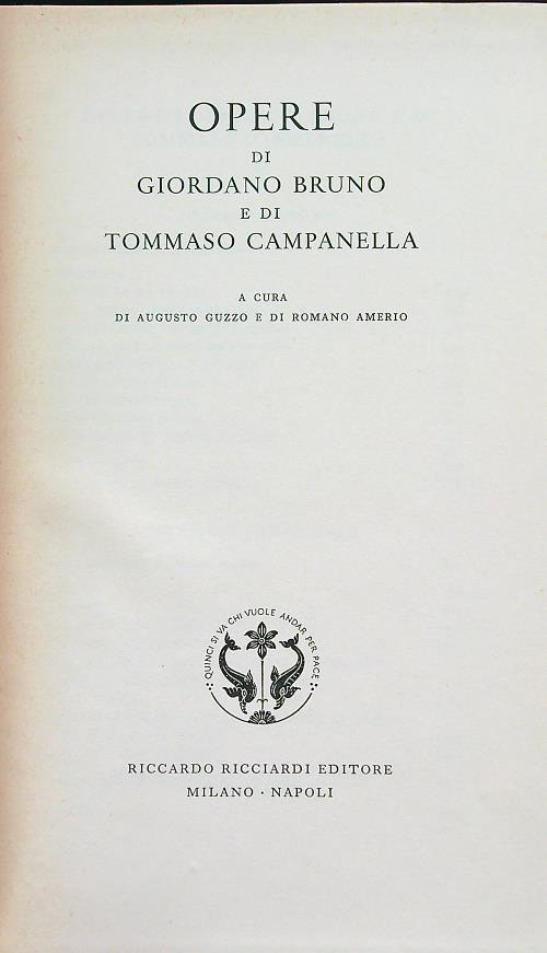 Opere di Giordano Bruno e di Tommaso Campanella