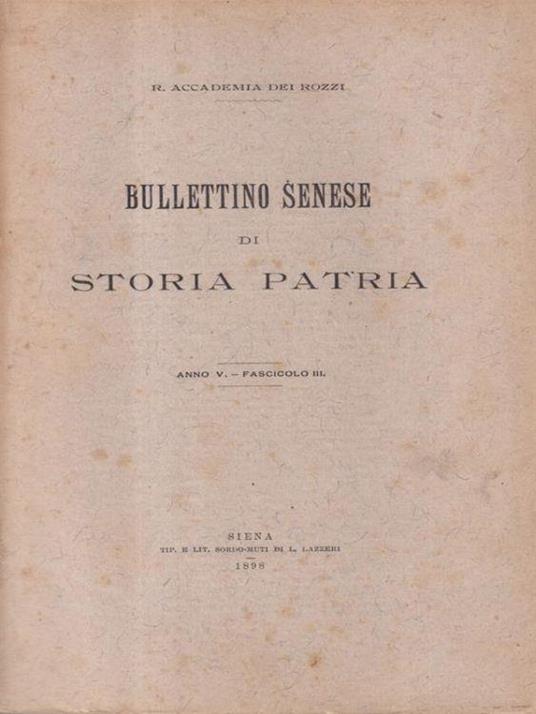Bullett senese di storia patria anno V fasc. III - copertina