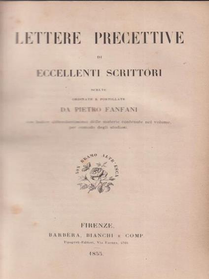 Lettere precettive di eccellenti scrittori - Pietro Fanfani - copertina