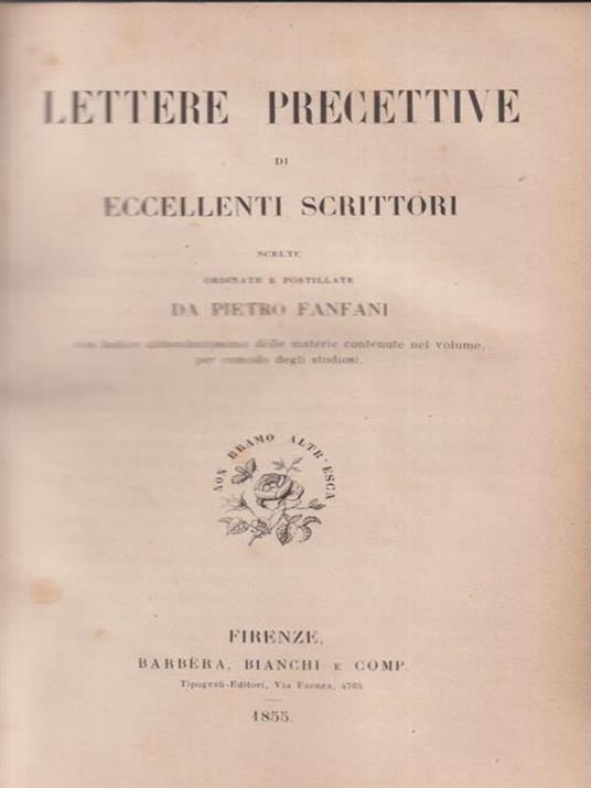Lettere precettive di eccellenti scrittori - Pietro Fanfani - copertina