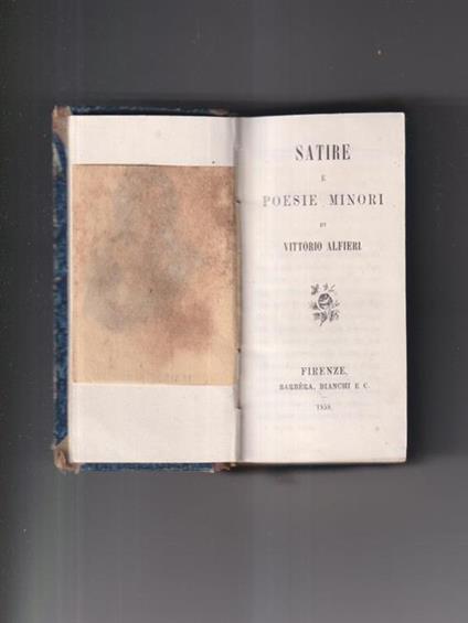 Satire e Poesie minori - Vittorio Alfieri - copertina