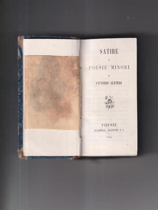 Satire e Poesie minori - Vittorio Alfieri - copertina