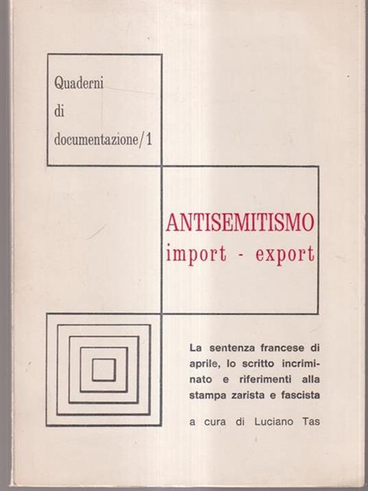Antisemitismo import-export - Luciano Tas - copertina
