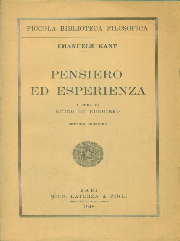 Pensiero ed esperienza