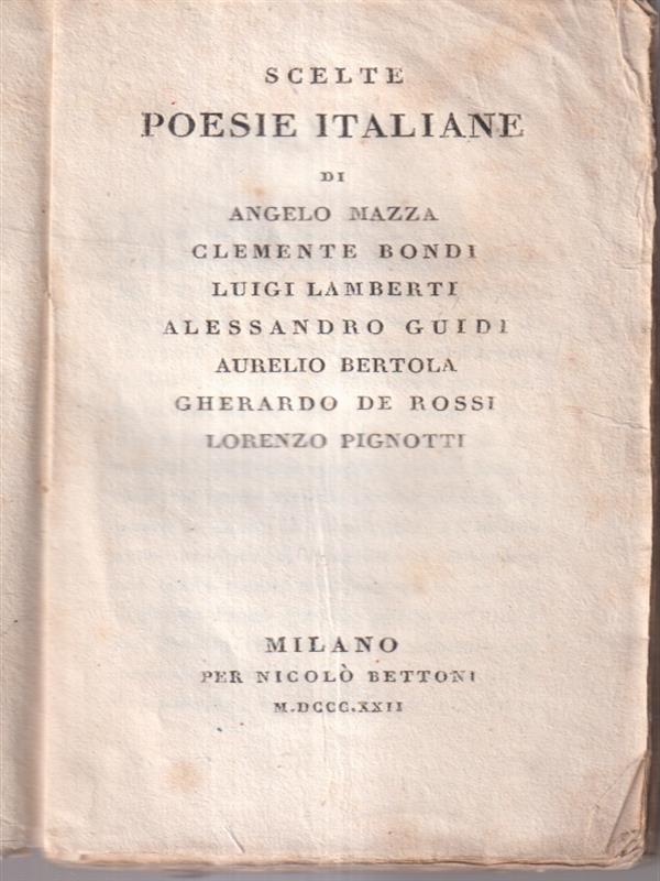 Poesie italiane scelte: Mazza, Bondi, Lamberti