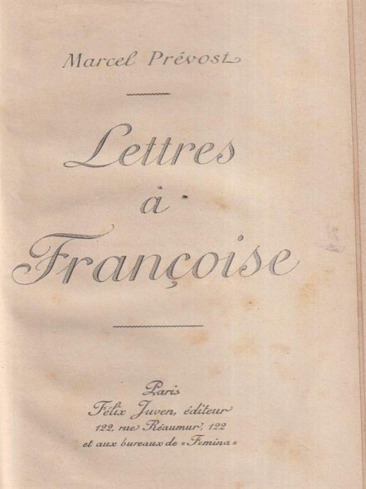 Lettres a Francoise - Marcel Prévost - copertina