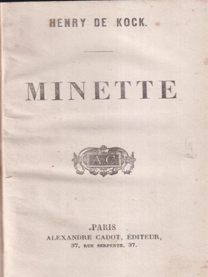 Minette - Henry De Lock - copertina
